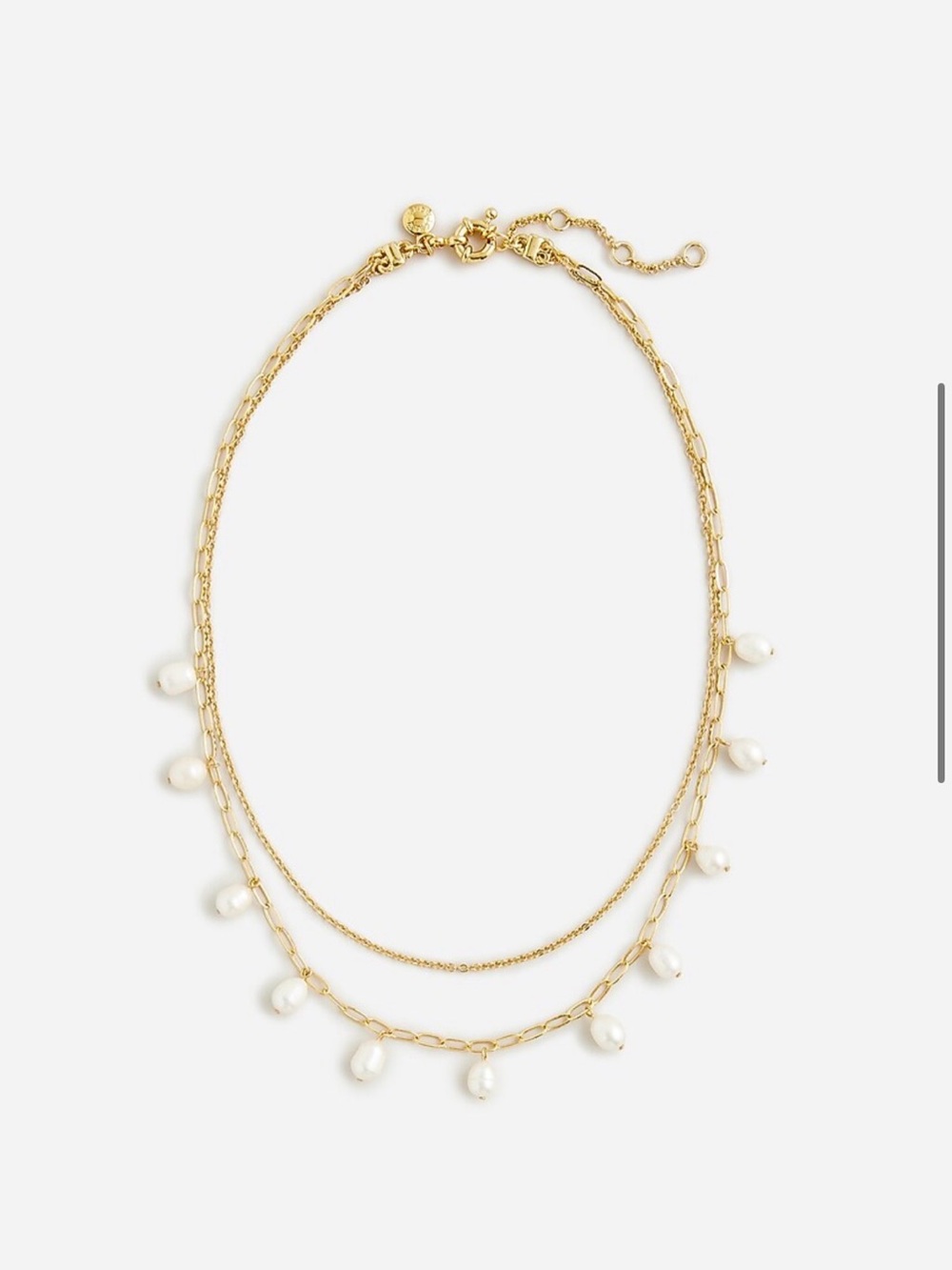 J Crew NEW Layered Freshwater Pearl Necklace Gold Tone Classy 2 Strand